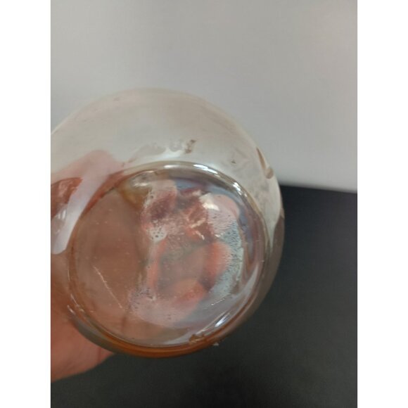 Vintage Iridescent Amber Art Glass Etched Floral Decanter Bottle With Stopper - Picture 7 of 8